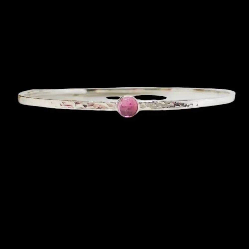 Vintage Rebecca Norman Pink Tourmaline Sterling Silver Bangle Bracelet